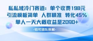 私域冷门赛道单个收费198米引流模板简单人群精准 45%的转化率单人一天大概收益多张-乌龙学社