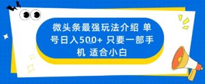 微头条最强玩法介绍一个号日入5张+只要一部手机适合小白-乌龙学社