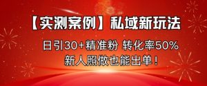 【实测案例】私域新玩法，日引30+精准粉，转化率50%，新人照做也能出单！-乌龙学社