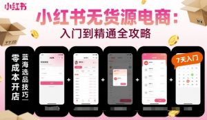 小红书无货源电商，入门到精通，开店+选品+笔记+剪辑+赛道+内容-乌龙学社