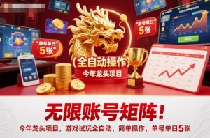 无限账号矩阵!今年龙头项目,游戏试玩全自动,简单操作,单号单日5张【揭秘】-乌龙学社