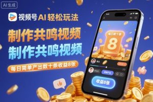 视频号AI轻松玩法,制作共鸣视频,每日简单产出数十条收益8张-乌龙学社