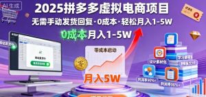 2025拼多多虚拟电商项目，无需手动发货回复，0成本，轻松月入1-5W【揭秘】-乌龙学社