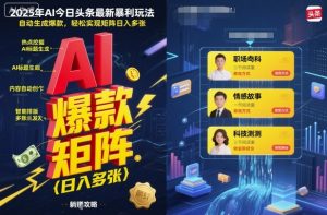 2025年AI今日头条最新暴利玩法，自动生成爆款，轻松实现矩阵日入多张-乌龙学社