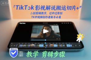TikTok影视解说搬运切片+二创剪辑教学，过中过原创，TK中视频创作者新手必看-乌龙学社