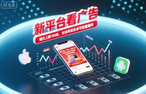 新平台看广告,养好机一条0.3到5米,每天上限100条,支持苹果安卓可批量操作-乌龙学社