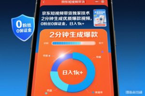 京东短视频带货独家技术，2分钟生成一条优质爆款视频，0粉丝0保证金，日入1k+【揭秘】-乌龙学社