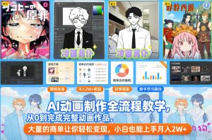 AI动画制作全流程教学，从0到完成完整动画作品，大量的商单让你轻松变现，小白也能上手月入2W+-乌龙学社