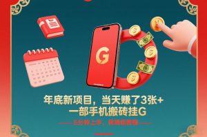 年底新项目，当天賺了3张+，一部手机搬砖挂G，5分钟上手，保姆级教程【揭秘】-乌龙学社