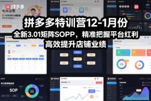 拼多多特训营12-1月份，全新3.01矩阵Sop，精准把握平台红利，高效提升店铺业绩-乌龙学社