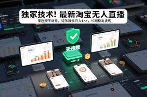 独家技术！最新淘宝无人直播：无违规不封号，矩阵操作日入1K+，长期稳定变现【揭秘】-乌龙学社