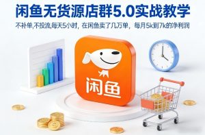 闲鱼无货源店群5.0实战教学，不补单，不投流，每天5小时，在闲鱼卖了几万单，每月5k到7k的净利润-乌龙学社