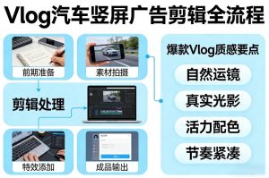 Vlog感觉汽车竖屏广告剪辑脚本全流程，拿捏爆款Vlog质感-乌龙学社