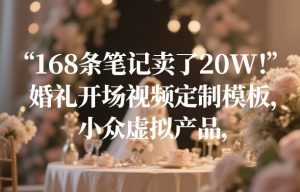 168条笔记卖了20W!婚礼开场视频定制模板,小众虚拟产品-乌龙学社