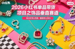 2026小红书单品带货项目之饰品垂直赛道，潮在小红书上开店，稳定月入5W+-乌龙学社