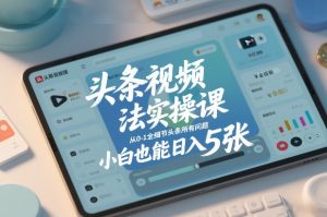 头条视频玩法实操课,从0-1全细节头条所有问题,小白也能日入5张-乌龙学社