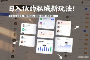 日入1k的私域新玩法:日引30+精准流,转化率50%,日销5-10笔(单笔3张)-乌龙学社
