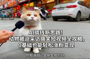 AI搞钱新思路!动物被迫采访搞笑短视频全攻略,0基础也能轻松涨粉变现-乌龙学社