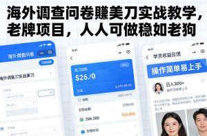 海外调查问卷賺美刀实战教学,老牌项目,人人可做稳如老狗-乌龙学社