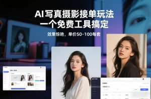 AI写真摄影接单玩法，一个免费工具搞定，效果惊艳，单价50-100每套-乌龙学社