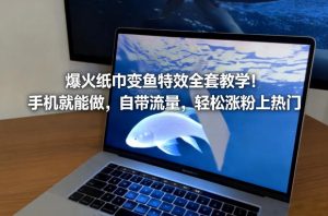 爆火纸巾变鱼特效全套教学!手机就能做,自带流量,轻松涨粉上热门-乌龙学社