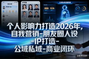 个人影响力打造2026年,自我营销-朋友圈人设-IP打造-公域私域-商业闭环-乌龙学社