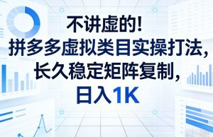 不讲虚的！拼多多虚拟类目实操打法，长久稳定矩阵复制，日入1K【揭秘】-乌龙学社