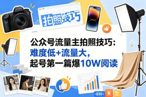 公众号流量主之拍照技巧赛道，难度低+流量大，起号第一篇就爆了10w阅读-乌龙学社