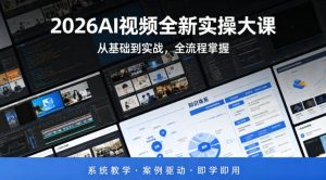 2026AI视频全新实操大课，从基础到实战，全流程掌握，系统教学·案例驱动·即学即用-乌龙学社