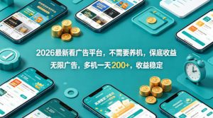 2026最新看广告平台，不需要养机，保底收益，无限广告，多机一天200+，收益稳定【揭秘】-乌龙学社