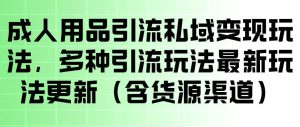 成人用品引流私域变现玩法，多种引流玩法最新玩法，操作简单（含货源渠道）-乌龙学社