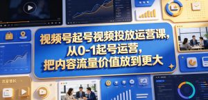 视频号起号视频投放运营课，从0-1起号运营，把内容流量价值放到更大-乌龙学社
