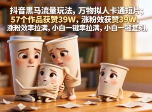 抖音黑马流量玩法，万物拟人卡通短片，57个作品获赞39W，涨粉效率拉满，小白一键复刻，保姆级拆解-乌龙学社