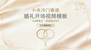 小众冷门赛道,婚礼开场视频模板,168条笔记,变现超20W+【详细教程】-乌龙学社