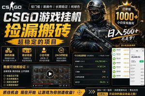 CSGO游戏搬砖，全自动挂G，不需要玩游戏，手机操作日入300+，解放双手【揭秘】-乌龙学社
