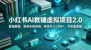 小红书AI教辅虚拟项目2.0，蓝海赛道，零成本高利润，单店月入1.5W+，可批量复制-乌龙学社